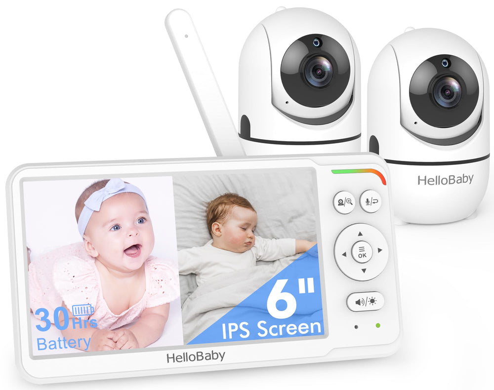 HelloBaby monitor frontal con pantalla IPS 6 pulgadas y vista dividida, visión clara