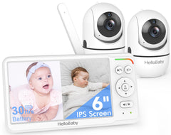 HelloBaby monitor frontal con pantalla IPS 6 pulgadas y vista dividida, visión clara