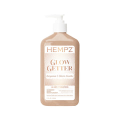 Hempz frasco frontal del producto muestra hidratación y brillo