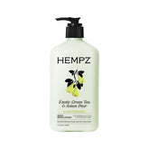 Hempz envase frontal Exotic Green Tea & Asian Pear mostrando diseño y beneficio hidratante