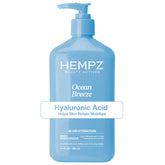 Hempz envase frontal Ocean Breeze mostrando tamaño y diseño beneficios hidratación