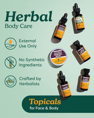 Herb Pharm detalle de etiqueta que destaca ingredientes orgánicos