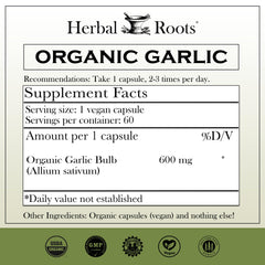 Herbal Roots detalle de la etiqueta trasera con información y certificaciones claras