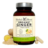 Herbal Roots envase frontal mostrando 60 cápsulas orgánicas para digestión