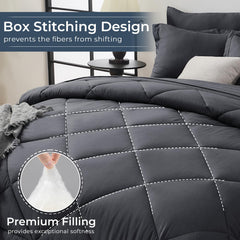 HEVUMYI cama queen montada en dormitorio moderno, aspecto elegante