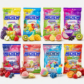 HI-CHEW frontal del paquete surtido mostrando variedad y conveniencia