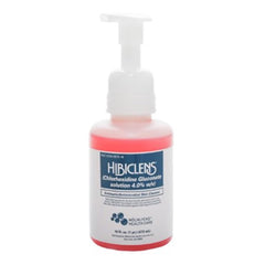 Hibiclens detalle de la bomba de espuma y textura espumosa, control de dosis