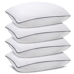 Higoom vista frontal del pack de 4 almohadas, aspecto completo y acogedor
