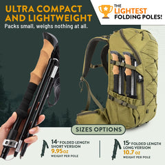 Hiker Hunger Outfitters primer plano del mango de corcho con agarre cómodo y anti sudor
