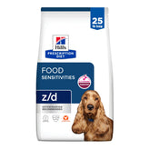 HILL'S PRESCRIPTION DIET empaque frontal mostrando fórmula para sensibilidades