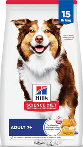 Hill's Science Diet envase frontal mostrando la fórmula Adult 7+ y sus beneficios