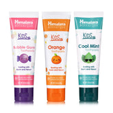 Himalaya frente del paquete Kids mostrando los tres sabores y beneficios suaves