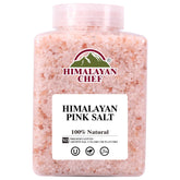 Himalayan Chef tarro frontal 5 lb mostrando sal rosada y envase práctico