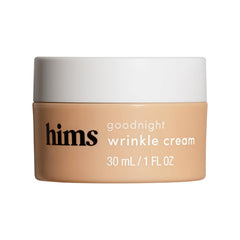 HIMS & HERS envase frontal de Goodnight Wrinkle Cream mostrando tamaño compacto y utilidad