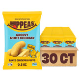 HIPPEAS paquete frontal Groovy White Cheddar mostrando diseño y beneficio de conveniencia
