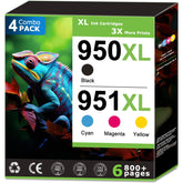 HIRMOD frontal del paquete 950XL 951XL mostrando conteo y colores, conveniencia