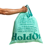 HoldOn frente del empaque mostrando 40 bolsas y beneficio ecológico