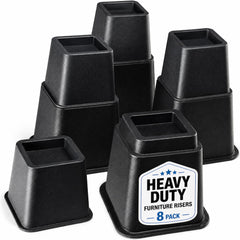 HOME IT elevador frontal y empaque mostrando kit negro y beneficio de organización