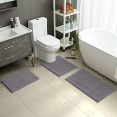 HOMEIDEAS alfombrilla contorno U para inodoro en chenilla gris con buen ajuste