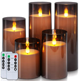Homemory vela frontal set mostrando pilares grises y ambiente acogedor