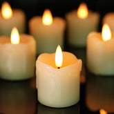 Homemory pack frontal de seis velas votivas mostrando cera real y aspecto auténtico