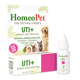 HomeoPet UTI+ frente del envase mostrando presentación compacta y uso fácil