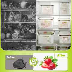 HOMETALL envases en el interior de la nevera organizando frutas