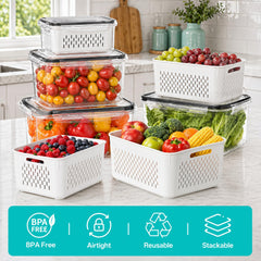 HOMETALL contenedor con ensalada en la nevera mostrando almacenamiento ordenado