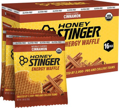 Honey Stinger frontal del paquete canela mostrando marcado orgánico