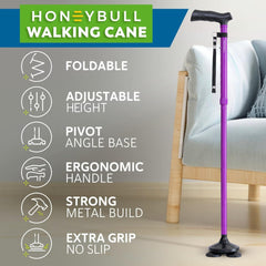 HONEYBULL bastón detalle del mango ergonómico que mejora el agarre