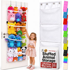 Honeyera front view over-door organizer showing neat toy storage benefit