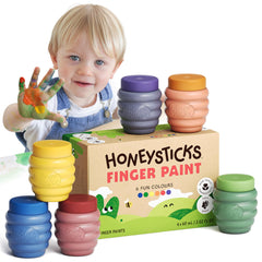 Honeysticks frente del envase mostrando los seis colores y seguridad