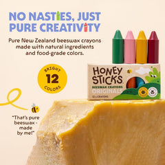 Honeysticks detalle de la textura de cera de abeja, acabado suave y natural