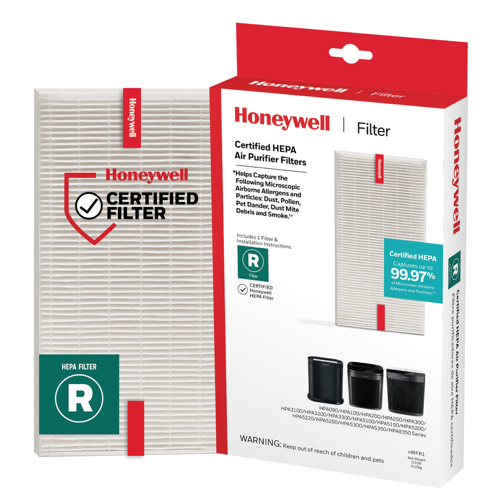 Honeywell filtro HEPA R frontal mostrando diseño y ajuste, confianza en repuesto original
