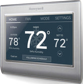 Honeywell Home vista frontal del termostato con pantalla táctil, control elegante y fácil