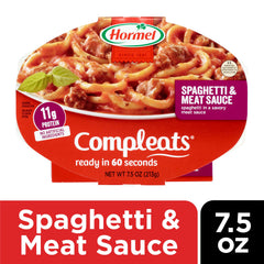 Hormel Compleats bandeja abierta con textura de spaghetti y salsa sabrosa