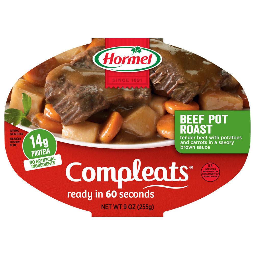 HORMEL COMPLEATS frente del empaque mostrando conveniencia y marca