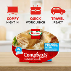 HORMEL COMPLEATS puré cremoso en primer plano demostrando textura suave