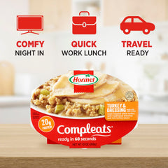 HORMEL COMPLEATS detalle del relleno tradicional, textura y sabor hogareño