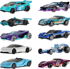 Hot Wheels conjunto de diez coches alineados para juego y exhibición