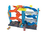 Hot Wheels vista frontal de la torre, atractivo visual y juego inmediato