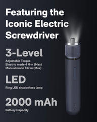 HOTO destornillador eléctrico en detalle con luz LED y control de par