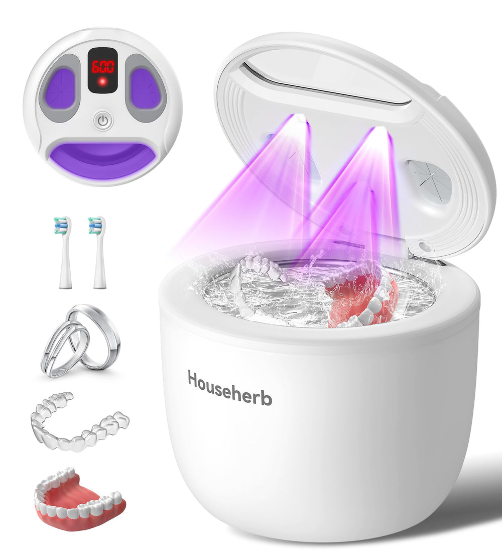 Househerb vista frontal del limpiador ultrasónico para orden y practicidad