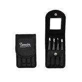 Houseify TWEEZIA estuche abierto mostrando las cuatro pinzas para organización y protección