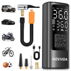 HOVVIDA vista frontal del inflador compacto para emergencias