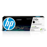 HP 210X frontal de la caja mostrando modelo y compatibilidad, seguridad y conveniencia