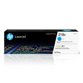 HP 218X cian frente del cartucho mostrando diseño claro y profesional