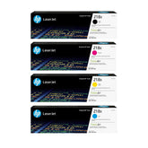 HP pack 218X frontal del embalaje mostrando cuatro cartuchos y beneficio de cobertura alta