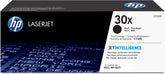 HP cartucho 30X vista frontal, embalaje claro y fácil identificación