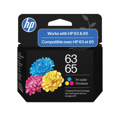 HP cartucho 63/65 frontal mostrando el empaque y compatibilidad